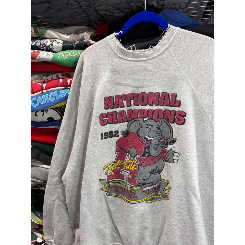 Vintage Alabama Crimson Tide 1992 National Champions Sweatshirt Heather Gray 2XL